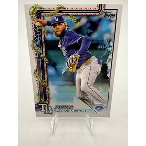 Junior Caminero 2025 Topps Holiday Tampa Bay Rays Baseball Card H3 Shortstop